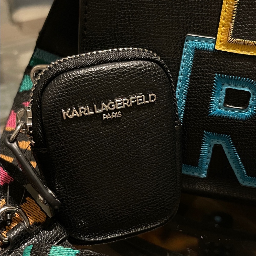 Karl Lagerfeld Black Tote with Colorful Lettering SOLD - Picture 2 of 8